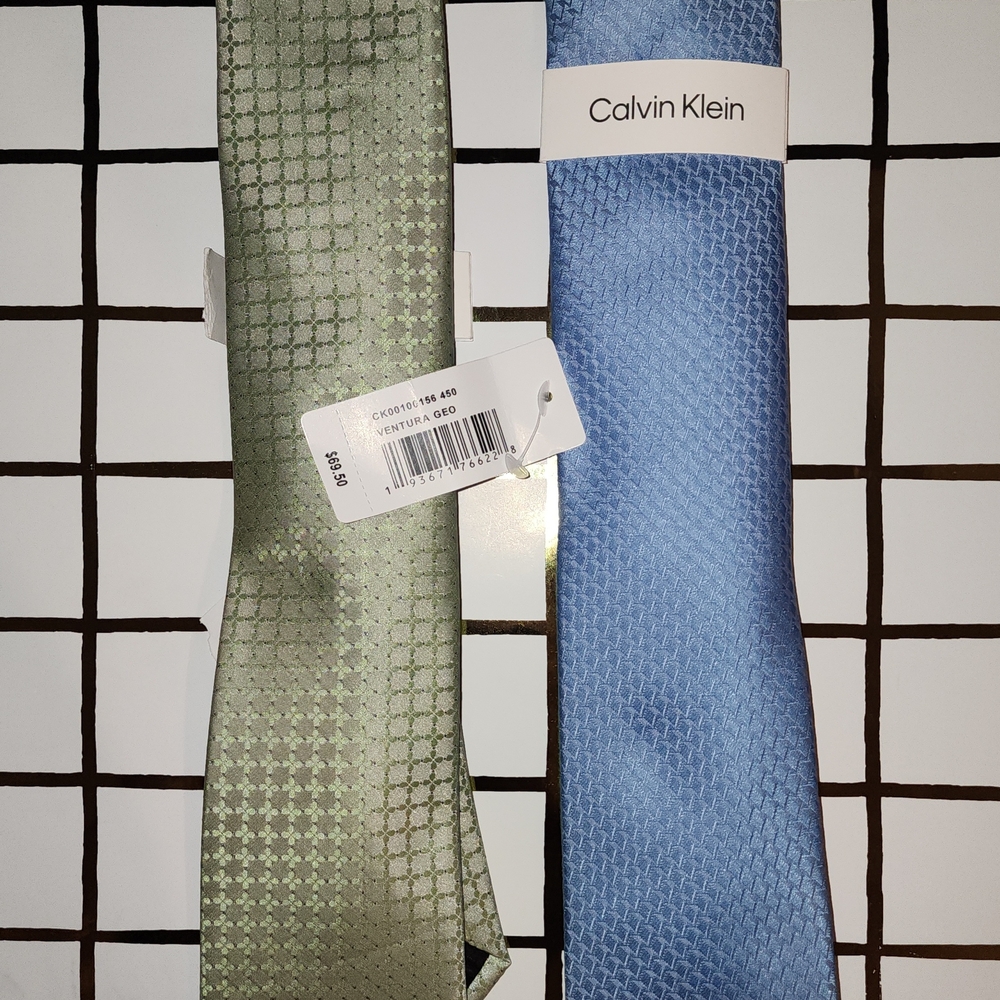 Calvin Klein Olive and Sky Blue Men's Ties